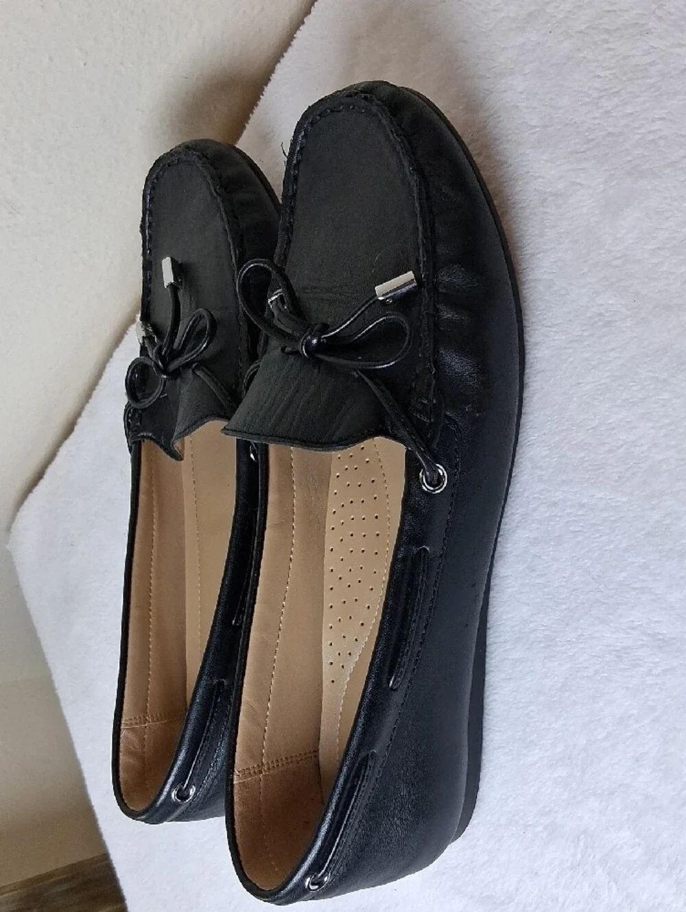 Michael Kors Black Leather Bow Moccasin Loafers